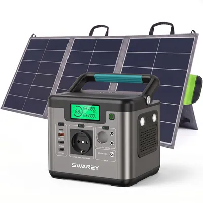 Produktbild von Tragbare Powerstation 518Wh Ladegerät mit 100W Solarpanel,500W(1000W Spitze) Power Station Solargenerator Powerbank Backup-Notstromversorgung