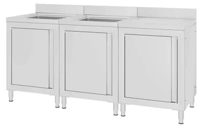 Produktbild von Edelstahl-Spülenunterschrank 180x60x96 cm (Doppelbecken mit Abtropffläche)