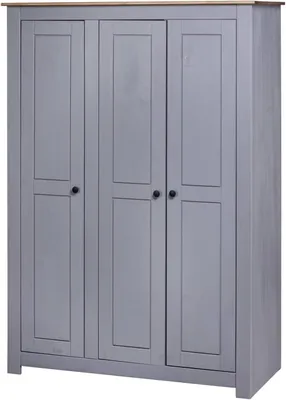 Produktbild von Kleiderschrank / Aufbewahrungsschrank - Hoher Schrank mit Schubladen - Zur Aufbewahrung von Kleidung - Massivholz - 118x50x171,5 cm - Grau