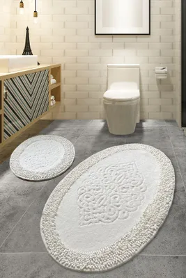 Produktbild von Mijolnir, Piante Oval - Ecru, Badematten, Mehrfarbig, Baumwolle, 60 x 100 cm