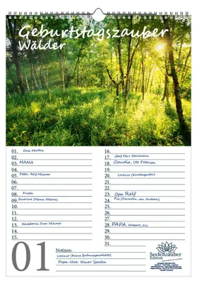 Produktbild von Geburtstagsplaner Geburtstagskalender Waldzauber DIN A3 Kalender Wald - Seelenzauber