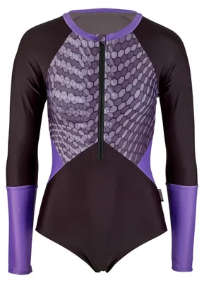Produktbild von BECO the world of aquasports Badeanzug Hexagon mit Front-Zipper und sicherem Fit lila-schwarz 42
