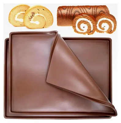 Produktbild von 2 Stück Silikon Backmatte, 30 × 38 cm mit Rand, Dauerbackmatte für Backofen, Antihafte Silikonmatte für Biskuitrollen, Gebäck, Teig, Pizza