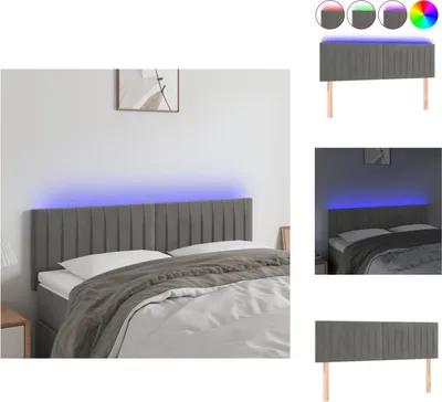 Produktbild von vidaXL LED Kopfteil Hellgrau 144x5x78/88 cm Samt -  Kopf- & Fußenden