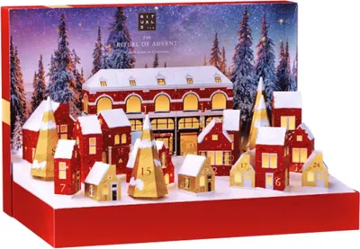 Produktbild von The Ritual of Advent Premium 2023 – 24 Geschenke für Frauen und Männer –  Wellbeing-Produkte – Adventskalender in Form eines Weihnachtsdorfes