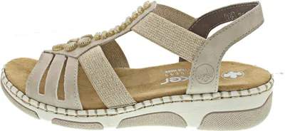 Produktbild von Rieker Damen Sandale sportlich mit maritimen Perlen und Gummizug 66201, Größe:38 EU, Farbe:Beige