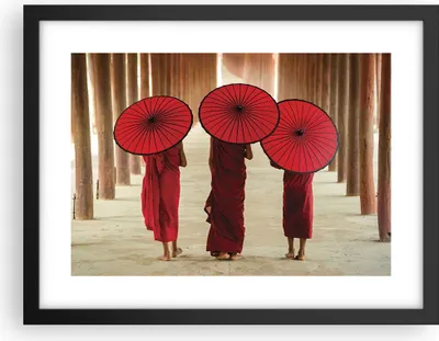 Produktbild von Gerahmtes Poster - Schwarzer Rahmen - Bhutan Regenschirm Rot - 40x30 cm - Wand Bild - Wanddeko - Wandbilder - Kunstposter - Wandposter - Bilderrahmen - Bilder - Kunstdruck - Wandbild - P2BAA40x30-4290