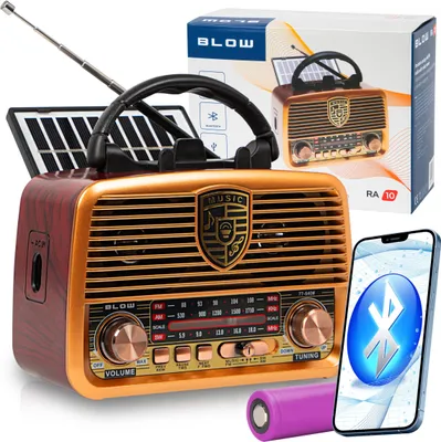 Zdjęcie produktu dla Radio Kuchenne Przenośne Retro Na Baterie Solarne Bluetooth Antena Uchwyt