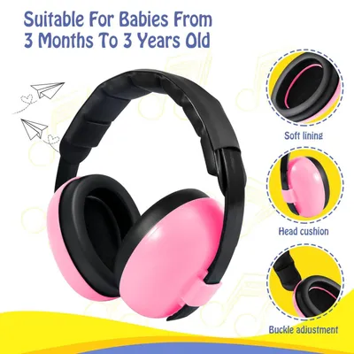Imagen del producto de Protectores auditivos para bebés, ajustables, con reducción de ruido, para uso entre 3 y 36 meses, ideales para el sueño y los viajes en avión