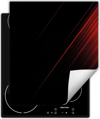 Produktbild von DarHaus Herdabdeckplatte 45x52 cm Anti Rutsch Matte Aufrollbar, schwarz - rot