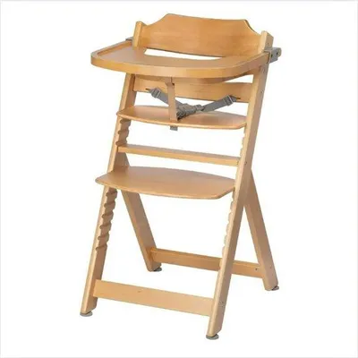 Immagine prodotto di Seggiolone per bambini con cintura di sicurezza - Seggiolone regolabile - Seggiolone in legno naturale