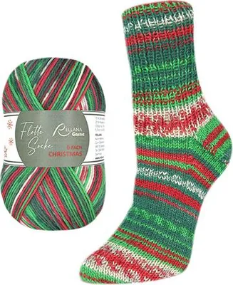 Produktbild von Rellana Christmas 6-fäd. Sockenwolle 2025, 150 g/375 m, 75% Schurwolle 25% Polyamid NS 3-4