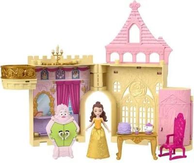 Image de Château de Belle Disney Princess, Coffret de Jeu Empilable, Mini-Poupée 8.6cm, 10 Accessoires, 5 Amis, Avec Poignée, JDP54