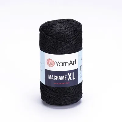 Produktbild von YarnArt Makramee-Garn XL 3 mm – Schwarz (148) | Stark, formstabil & ideal für Taschen, Deko & DIY - 250g