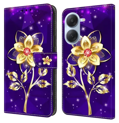 Obrázok produktu pre Kryt na telefón Xiaomi Redmi A7 4G, vyrobený z umelého koženky, s potlačou, fialovej farby, s funkciou peňaženky