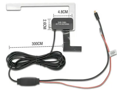 DAB/DAB+ Aktivantenne, MCX-Stecker, 3 m Kabel, schwarz