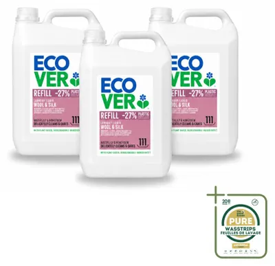 Produktbild von 3 x Ecover Feinwaschmittel Wolle & Feines - Seerose & Honigmelone - 5 Liter - Vorratspackung - 3 Stücke