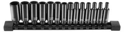 Immagine prodotto di Set di chiavi a bussola a percussione VEVOR con attacco da 6,35 mm, set di chiavi a bussola da 14 pezzi con misure metriche da 4 a 15 mm, acciaio legato al Cr-Mo per riparazioni auto, marcature di facile lettura Struttura robusta