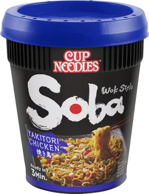Produktbild von Nissin Cup Noodles Soba Yakitori Chicken Instantnudeln Packung 89g