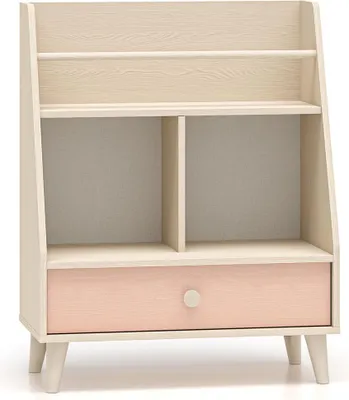 Produktbild von Bücherregal Regal Mevel 72x36x90cm Farbe wählbar mit SchubladeWüstensand / Millennial Pink