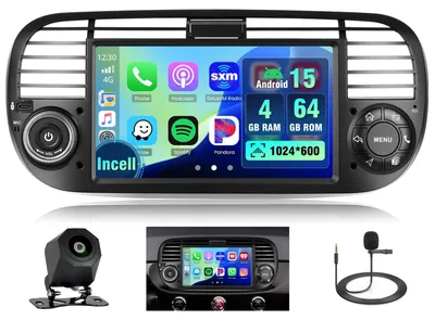 Obrázek produktu pro Android autorádio s navigací pro vozidla FIAT 500, rok výroby 2007-2015, s 7palcovým dotykovým displejem a Bluetooth