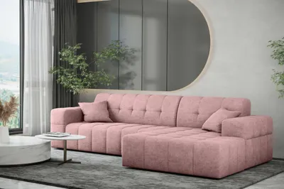 Image de Canapé d'anglecanapé d'angle en L, salon, style NIMES, élégant, plusieurs coloris disponibles, tissu Perfect Harmony, version droite, rose