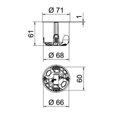 Immagine prodotto di OBO Bettermann 2003808 Scatola di derivazione per apparecchi da parete antivento (Ø x P) 68 mm x 61 mm 25 pz