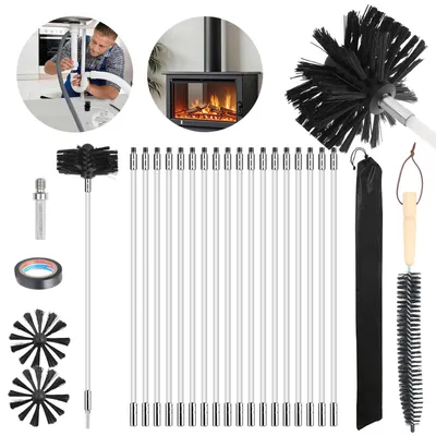 Produktbild von Kaminbürste Stange Set, Ofenrohrbürste-Reinigungsset, Schornstein Reinigungsbürsten Set für Kamin/Abwasserrohr/Trockner Vent
