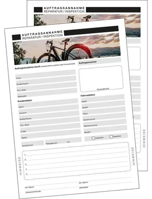 Produktbild von Formular Auftragsannahme Fahrradreparatur - Für die Erfassung aller relevanten Daten für Reparatur und Inspektion, Mehrfarbig, Verpackungseinheit: 1 BLK/50