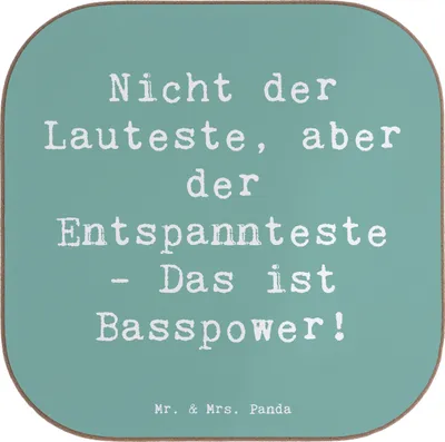 Produktbild von Mr. & Mrs. Panda Tassen Untersetzer Spruch Bassgitarre Entspannt - Meeresbrise - Geschenk, Coaster, Getränkeuntersetzer, Musikinstrument, Tassenuntersetzer, Quadratisch