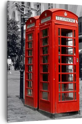 Produktbild von Bild auf Leinwand - Leinwandbild - Einteilig - Großbritannien London Telefon Straße - 70x100cm - Wand Bild - Wandbilder - Leinwanddruck - Wanddekoration - Leinwand bilder - Wandbild - PA70x100-0364