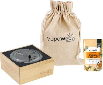 Produktbild von Wespenabwehr Räucherbox Höhle der Löwen VapoWesp, inkl. Vapo Pulver Orange & Rosemary 50 g, vertreibt Wespen auf natürli