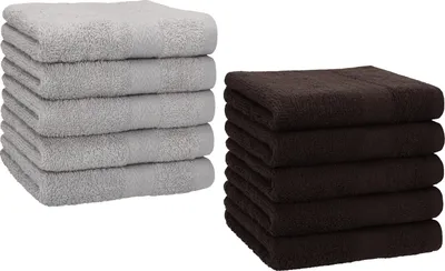 Produktbild von Betz 10 Stück Seiftücher 30x30 cm PREMIUM 100% Baumwolle  Farbe: silbergrau und dunkelbraun