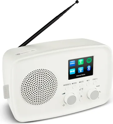 Produktbild von MEDION Internetradio mit DAB+ LIFE IRE-1 (WLAN, DAB Plus UKW Radio, Bluetooth, EQ, Tropfwasserschutz, Teleskopantenne, Spotify Connect, Wecker, Schlummerfunktion, Einstellbarer Display-Dimmer) weiß