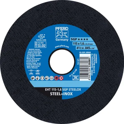 Produktbild von PFERD TOOLS Trennscheibe EHT 115x1,6x22,23 mm gerade Speziallinie SGP STEELOX für Stahl/Edelstahl