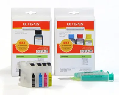 Immagine prodotto di Set Fill In, cartucce Quickfill compatibili con Brother LC-123, 125, 127 con kit di ricarica dell'inchiostro