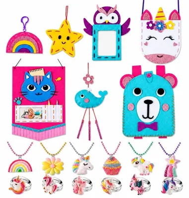Produktbild von Filz Nähset Kinder Schmuck & Anhänger - 19 Teile - DIY Nähset ab 5 Jahren