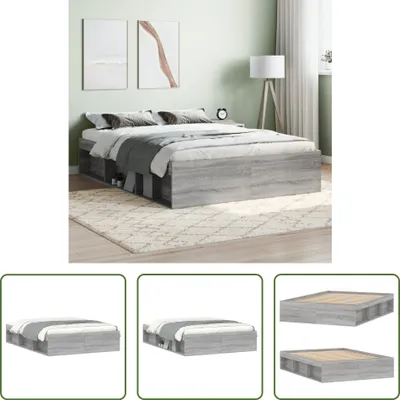 Produktbild von The Living Store Bettgestell Grau Sonoma 135x190 cm