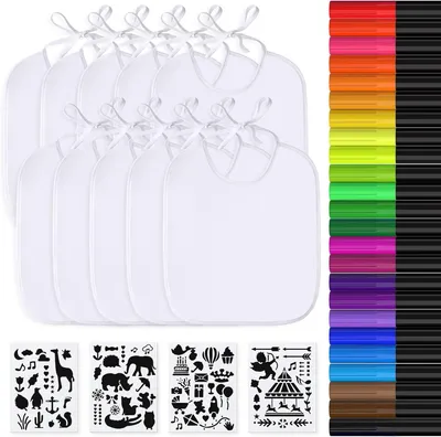 Produktbild von Schürzen zum Bemalen, 10 Stück, weiße Schürzen, 29,5 x 25,3 cm, aus Baumwolle und wasserabweisender Seide