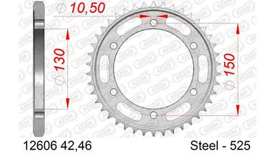 Produktbild von AFAM Kettenrad 12606-42 Hinten Stahl
