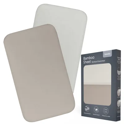 Produktbild von Lionelo Baby Bettlaken Bamboo Sheet für Beistellbetten und Wiegen, 2 Stück (Set), 80x42 cm - Weiss Beige