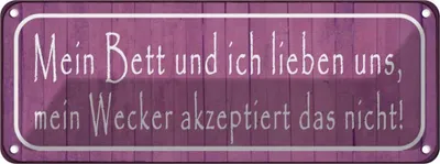 Produktbild von vianmo Blechschild 10x27 cm mein Bett und ich lieben uns Dekoration Liebe