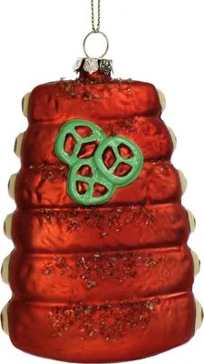 Productafbeelding van Kerstornament van glas, 10,7 cm, gegrild ribstuk, bruin