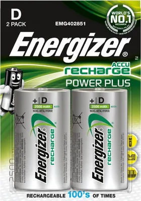 Productafbeelding van ENERGIZER Power Plus Akku NiMH D (HR20) 1.2V 2500mAh (2er Blister)