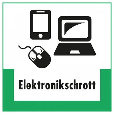 Produktbild von Dreifke® Schild I Abfallkennzeichen Elektronikschrott, mit Symbol und Text, K...
