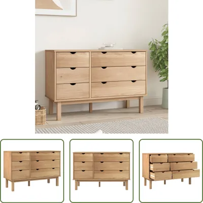 Produktbild von The Living Store Schubladenschrank OTTA 111x43x73,5 cm Massivholz Kiefer