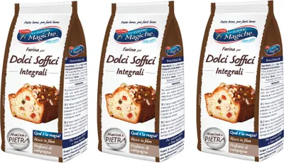 Produktbild von 3x Lo Conte Le Farine Magiche Farina di Grano Tenero Integrale per Dolci Soffici Vollkorn-Weichweizenmehl für Weiche Desserts 500g Italienisches Mehl
