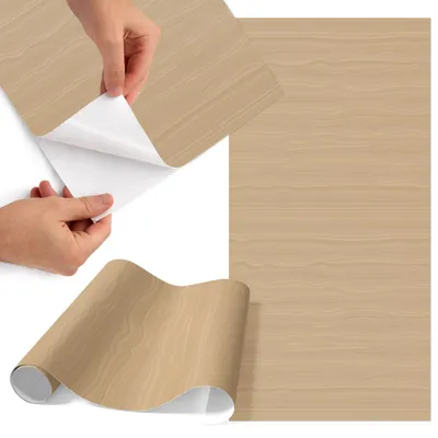 Produktbild von Möbelfolie 75x150 cm - Klebefolie Möbel - Selbstklebende Folie - Folie für Möbel - Möbelfolie Küche - Klebefolie Küche - Möbelfolie Schrank - Wasserdicht - Abwaschbar - Selbstklebend - Luftblasenfrei - Rückstandslos entfernbar - Beige Ringe