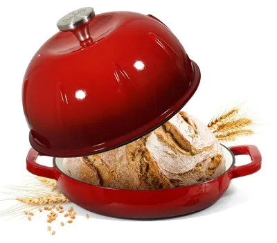 Image de Moule à pain en fonte émaillée, 5,35 litres, 25 cm, couleur cerise