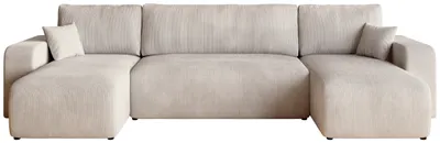 Produktbild von BroMARKT Ecksofa PUMI Schlaffunktion Bettkasten U-Form 125x268 cm Vanilla
